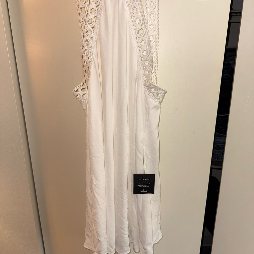 Lulu's Ivory Lace Accent Dress